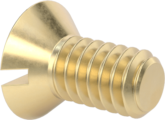 Pirinç Oluklu Düz Başlı Vida, 5-40 Diş Boyutu, 1/4" Uzunluk
