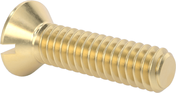 Pirinç Oluklu Düz Başlı Vida, 5-40 Diş Boyutu, 1/2" Uzunluk