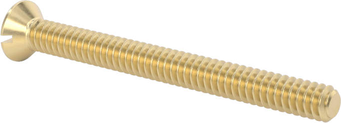 Pirinç Oluklu Düz Başlı Vida, 6-32 Diş Boyutu, 1-1/2" Uzunluk