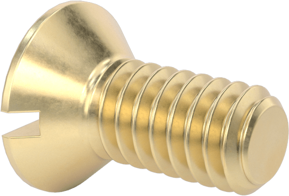 Pirinç Oluklu Düz Başlı Vida, 12-24 Diş Boyutu, 1/2" Uzunluk