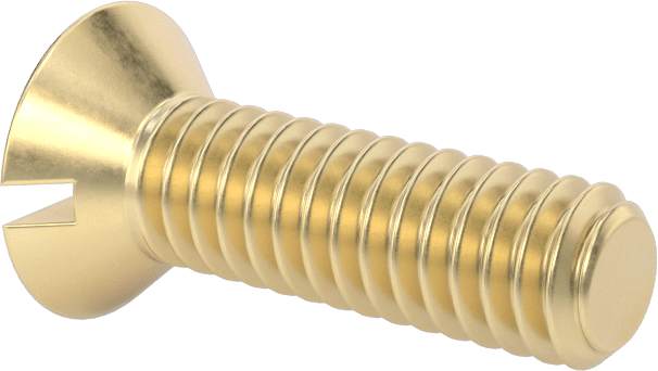 Pirinç Oluklu Düz Başlı Vida, 12-24 Diş Boyutu, 3/4" Uzunluk