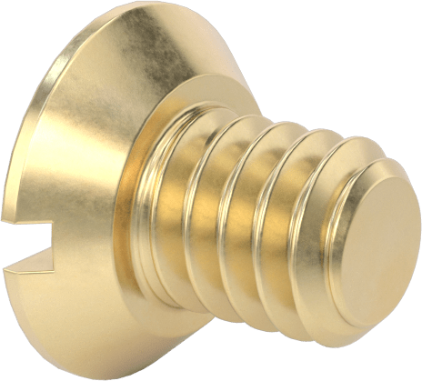 Pirinç Oluklu Düz Başlı Vida, 1/4"-20 Diş Boyutu, 3/8" Uzunluk