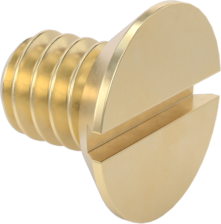 Pirinç Oluklu Düz Başlı Vida, 1/4"-20 Diş Boyutu, 3/8" Uzunluk