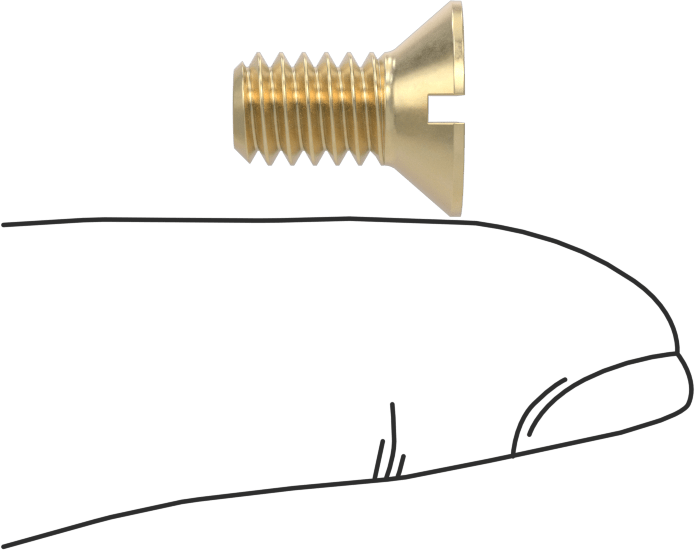 Pirinç Oluklu Düz Başlı Vida, 1/4"-20 Diş Boyutu, 1/2" Uzunluk