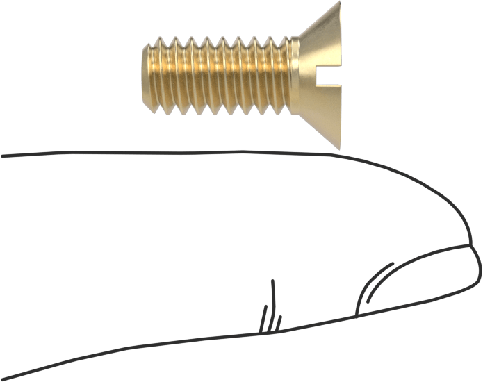 Pirinç Oluklu Düz Başlı Vida, 1/4"-20 Diş Boyutu, 5/8" Uzunluk