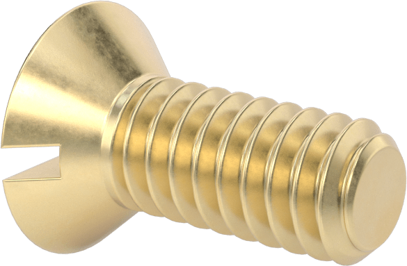 Pirinç Oluklu Düz Başlı Vida, 1/4"-20 Diş Boyutu, 5/8" Uzunluk