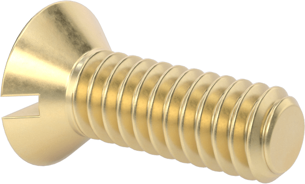 Pirinç Oluklu Düz Başlı Vida, 1/4"-20 Diş Boyutu, 3/4" Uzunluk