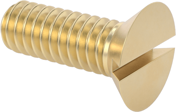 Pirinç Oluklu Düz Başlı Vida, 1/4"-20 Diş Boyutu, 3/4" Uzunluk