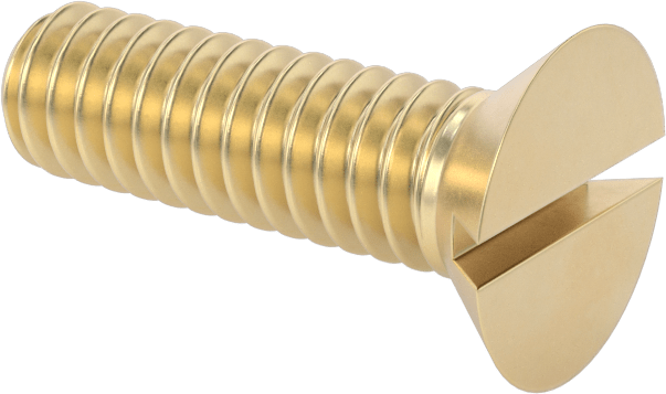 Pirinç Oluklu Düz Başlı Vida, 1/4"-20 Diş Boyutu, 7/8" Uzunluk
