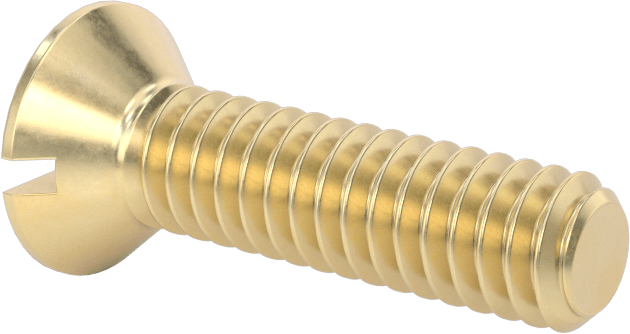 Pirinç Oluklu Düz Başlı Vida, 1/4"-20 Diş Boyutu, 1" Uzunluk
