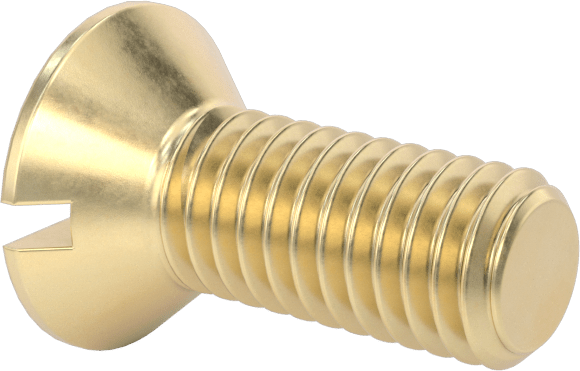 Pirinç Oluklu Düz Başlı Vida, 10-32 Diş Boyutu, 1/2" Uzunluk