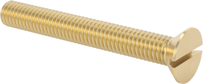 Pirinç Oluklu Düz Başlı Vida, 10-32 Diş Boyutu, 1-1/2" Uzunluk