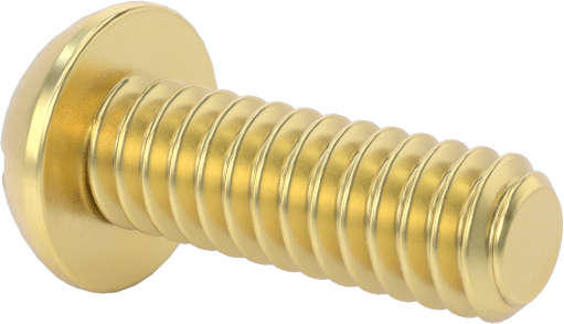 Pirinç Dekoratif Yuvarlak Başlı Oluklu Vida, 2-56 Diş Boyutu, 1/4" Uzunluk