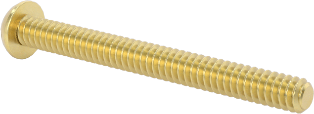 Pirinç Dekoratif Yuvarlak Başlı Oluklu Vida, 4-40 Diş Boyutu, 1-1/8" Uzunluk