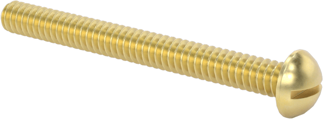 Pirinç Dekoratif Yuvarlak Başlı Oluklu Vida, 4-40 Diş Boyutu, 1-1/8" Uzunluk