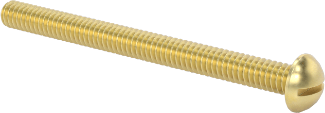 Pirinç Dekoratif Yuvarlak Başlı Oluklu Vida, 5-40 Diş Boyutu, 1-1/2" Uzunluk