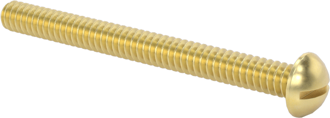 Pirinç Dekoratif Yuvarlak Başlı Oluklu Vida, 6-32 Diş Boyutu, 1-1/2" Uzunluk