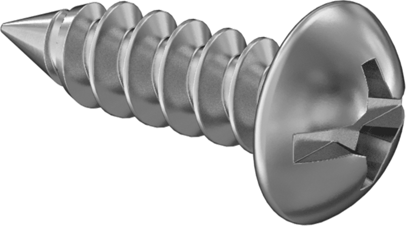 Kombine Yivli/Phillips Yuvarlak Başlı Vidalar, Sac Metal için, 18-8 Paslanmaz Çelik, 4 Numara Boyut, 3/8" Uzunluk