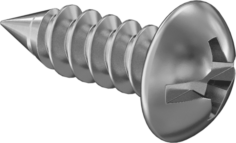 Kombine Yivli/Phillips Yuvarlak Başlı Vidalar, Sac Metal için, 18-8 Paslanmaz Çelik, Numara 8 Boyut, 1/2" Uzunluk