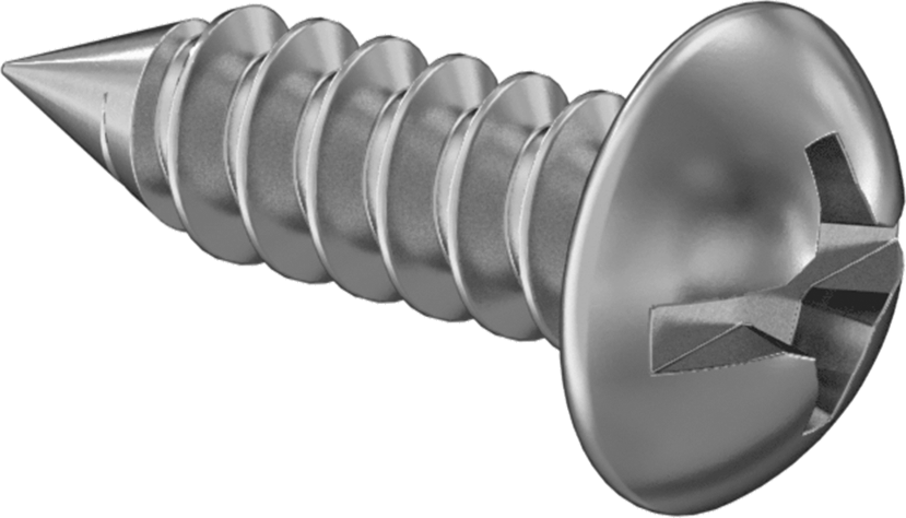 Kombine Yivli/Phillips Yuvarlak Başlı Vidalar, Sac Metal için, 18-8 Paslanmaz Çelik, 10 Numaralı Boyut, 5/8" Uzunluk