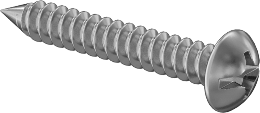 Kombine Yivli/Phillips Yuvarlak Başlı Vidalar, Sac Metal için, 18-8 Paslanmaz Çelik, 10 Numaralı Boyut, 1-1/4" Uzunluk
