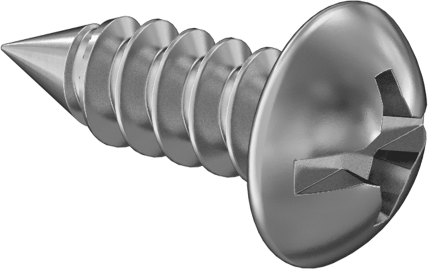 Kombine Yivli/Phillips Yuvarlak Başlı Vidalar, Sac Metal için, 18-8 Paslanmaz Çelik, 12 Numaralı Boyut, 5/8" Uzunluk