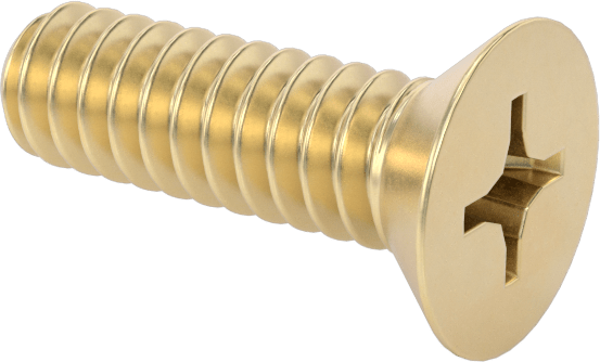 Pirinç Phillips Düz Başlı Vida, 4-40 Diş Boyutu, 3/8" Uzunluk