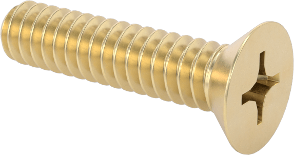 Pirinç Phillips Düz Başlı Vida, 4-40 Diş Boyutu, 1/2" Uzunluk