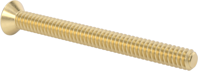 Pirinç Phillips Düz Başlı Vida, 6-32 Diş Boyutu, 1-1/2" Uzunluk