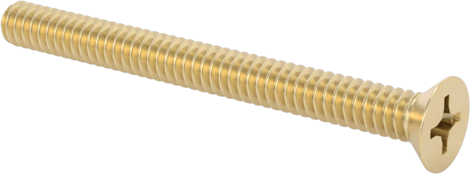 Pirinç Phillips Düz Başlı Vida, 6-32 Diş Boyutu, 1-1/2" Uzunluk