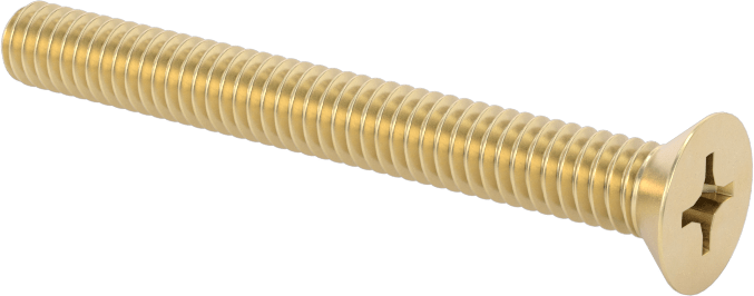 Pirinç Phillips Düz Başlı Vida, 8-32 Diş Boyutu, 1-1/2" Uzunluk