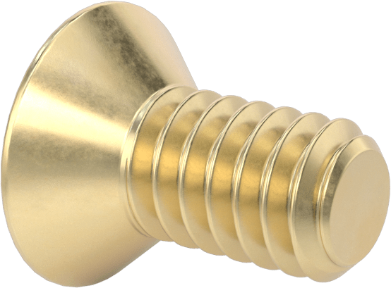 Pirinç Phillips Düz Başlı Vida, 1/4"-20 Diş Boyutu, 1/2" Uzunluk