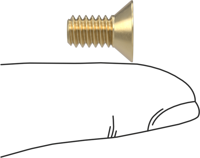Pirinç Phillips Düz Başlı Vida, 1/4"-20 Diş Boyutu, 1/2" Uzunluk