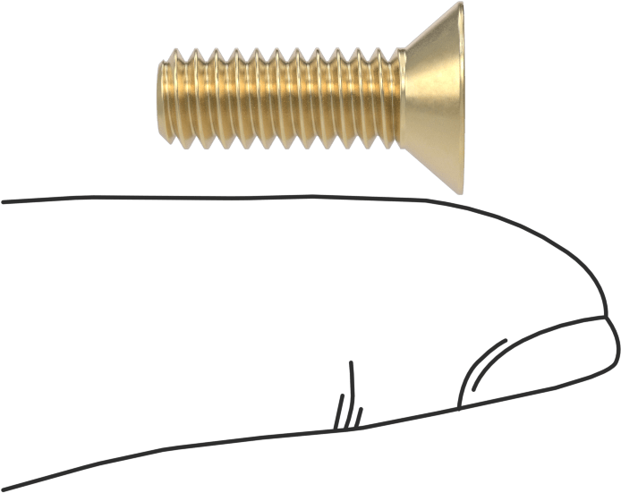 Pirinç Phillips Düz Başlı Vida, 1/4"-20 Diş Boyutu, 3/4" Uzunluk