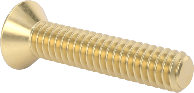 Pirinç Phillips Düz Başlı Vida, 1/4"-20 Diş Boyutu, 1-1/4" Uzunluk