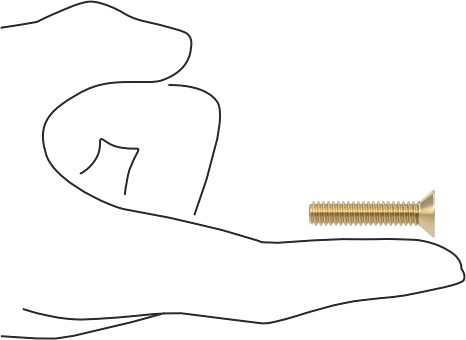 Pirinç Phillips Düz Başlı Vida, 1/4"-20 Diş Boyutu, 1-1/4" Uzunluk
