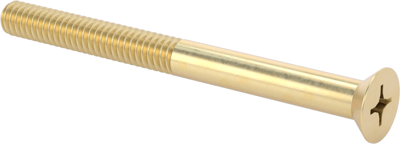 Pirinç Phillips Düz Başlı Vida, 1/4"-20 Diş Boyutu, 3" Uzunluk