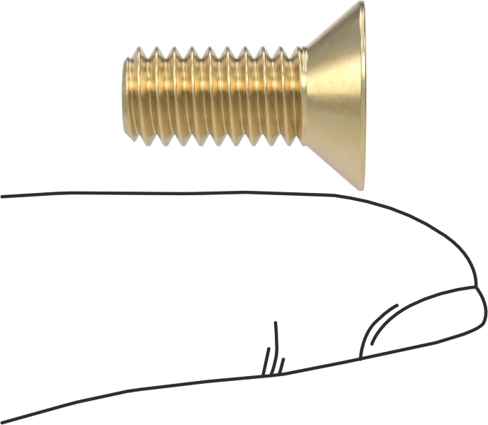 Pirinç Phillips Düz Başlı Vida, 5/16"-18 Diş Boyutu, 3/4" Uzunluk