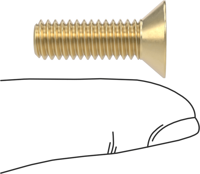 Pirinç Phillips Düz Başlı Vida, 5/16"-18 Diş Boyutu, 1" Uzunluk