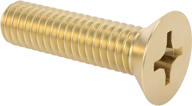 Pirinç Phillips Düz Başlı Vida, 5/16"-18 Diş Boyutu, 1-1/4" Uzunluk
