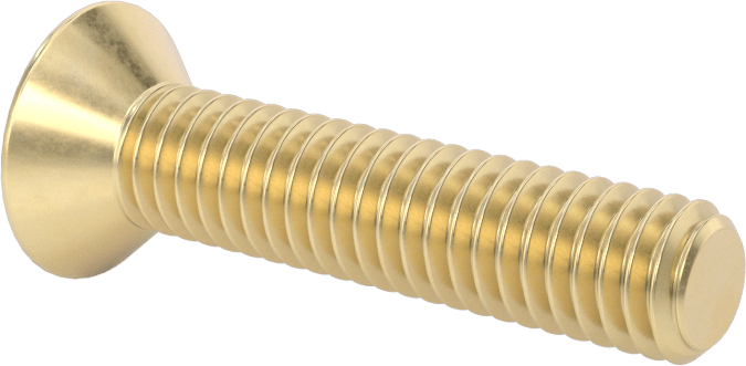 Pirinç Phillips Düz Başlı Vida, 5/16"-18 Diş Boyutu, 1-1/2" Uzunluk