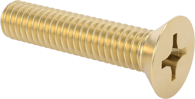 Pirinç Phillips Düz Başlı Vida, 5/16"-18 Diş Boyutu, 1-1/2" Uzunluk