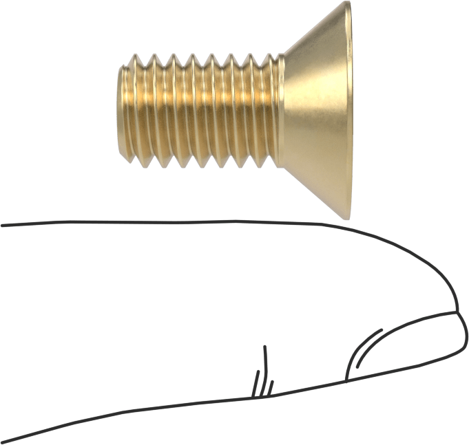 Pirinç Phillips Düz Başlı Vida, 3/8"-16 Diş Boyutu, 3/4" Uzunluk