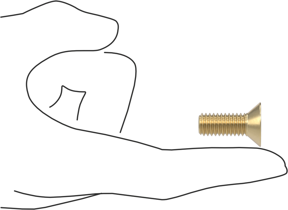 Pirinç Phillips Düz Başlı Vida, 3/8"-16 Diş Boyutu, 1" Uzunluk