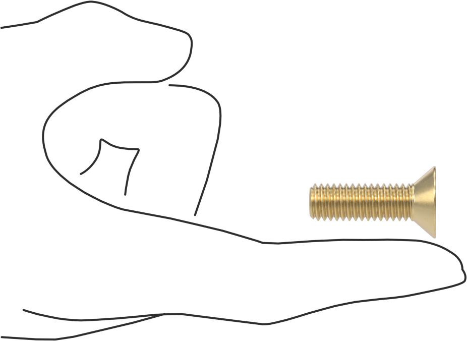 Pirinç Phillips Düz Başlı Vida, 3/8"-16 Diş Boyutu, 1-1/4" Uzunluk