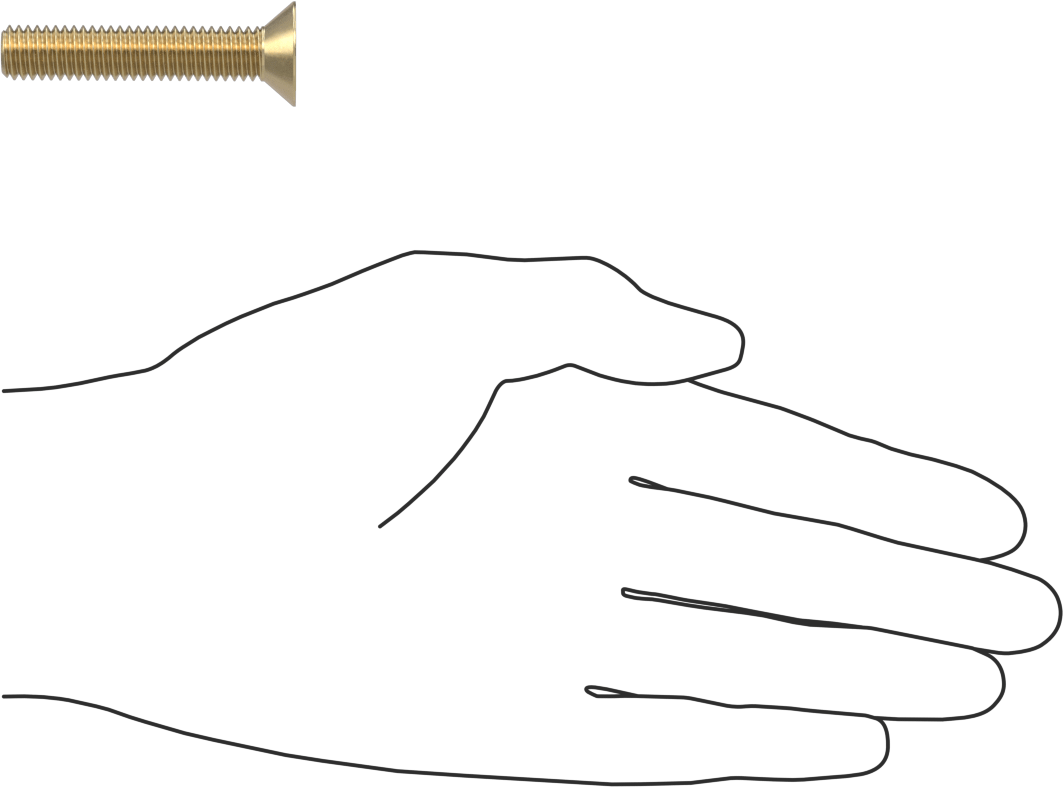 Pirinç Phillips Düz Başlı Vida, 3/8"-16 Diş Boyutu, 2" Uzunluk