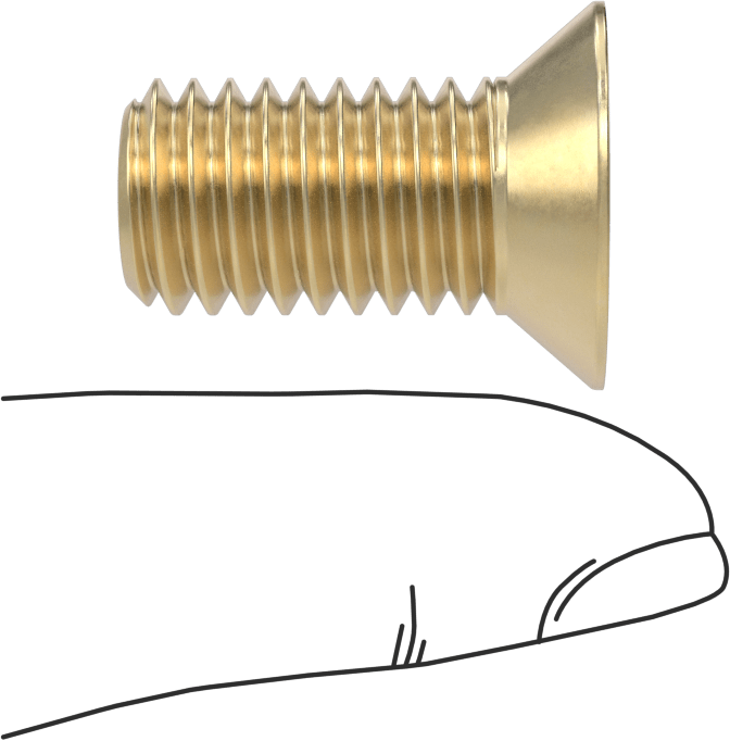 Pirinç Phillips Düz Başlı Vida, 1/2"-13 Diş Boyutu, 1" Uzunluk