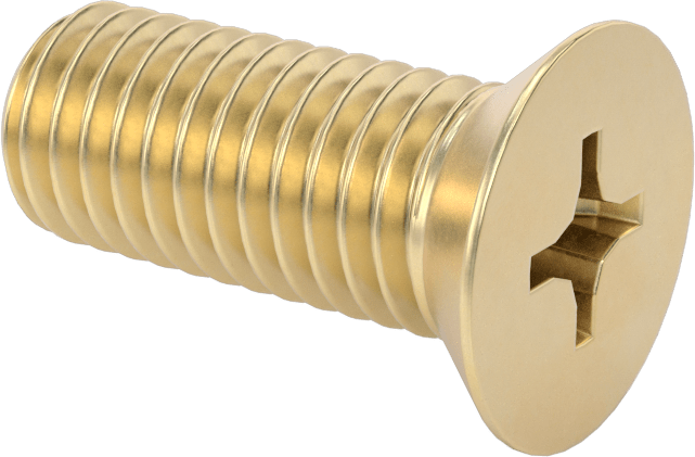 Pirinç Phillips Düz Başlı Vida, 1/2"-13 Diş Boyutu, 1-1/4" Uzunluk