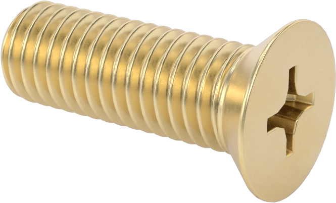 Pirinç Phillips Düz Başlı Vida, 1/2"-13 Diş Boyutu, 1-1/2" Uzunluk