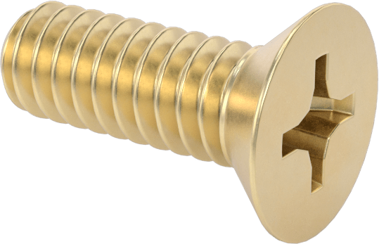 Pirinç Phillips Düz Başlı Vida, 2-56 Diş Boyutu, 1/4" Uzunluk